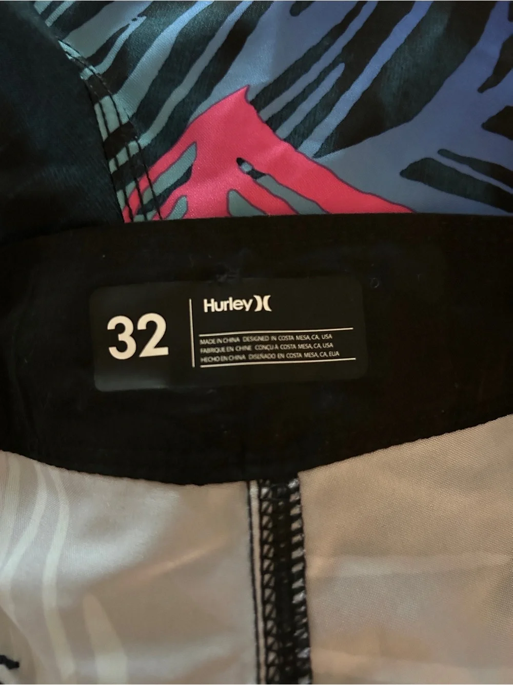 Hurley Black Board Shorts with Multicolor Tropical Palm Print